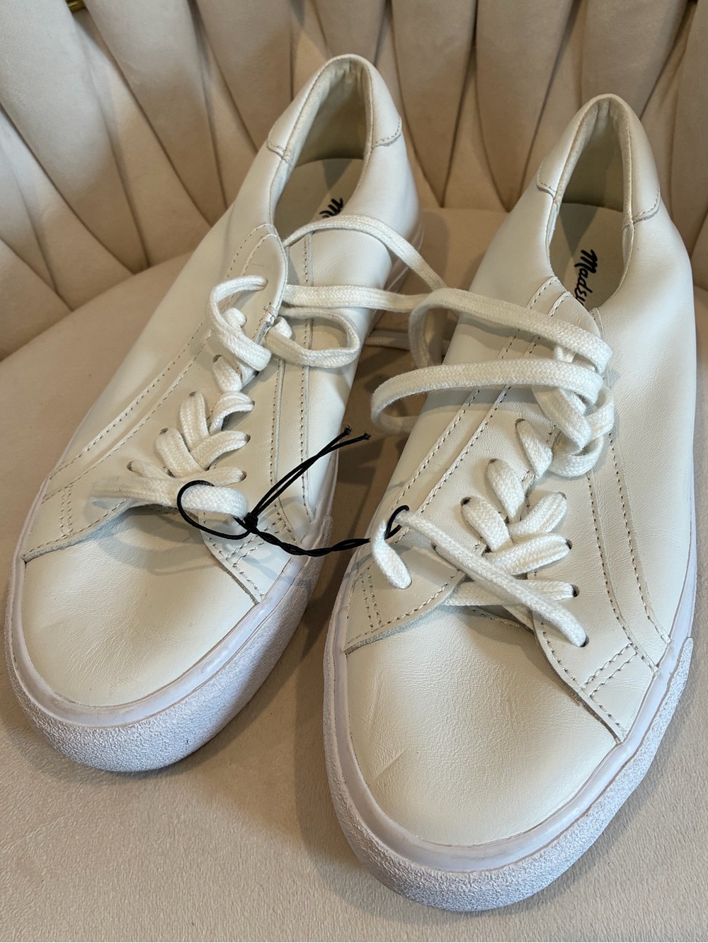 Madewell White Leather Low-Top Lace-Up Sneakers